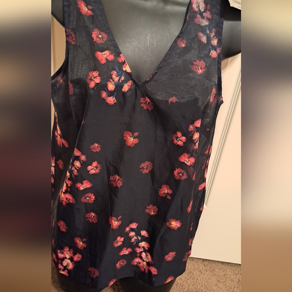 A New Day Womens Floral Black Sleeveless Top NWT